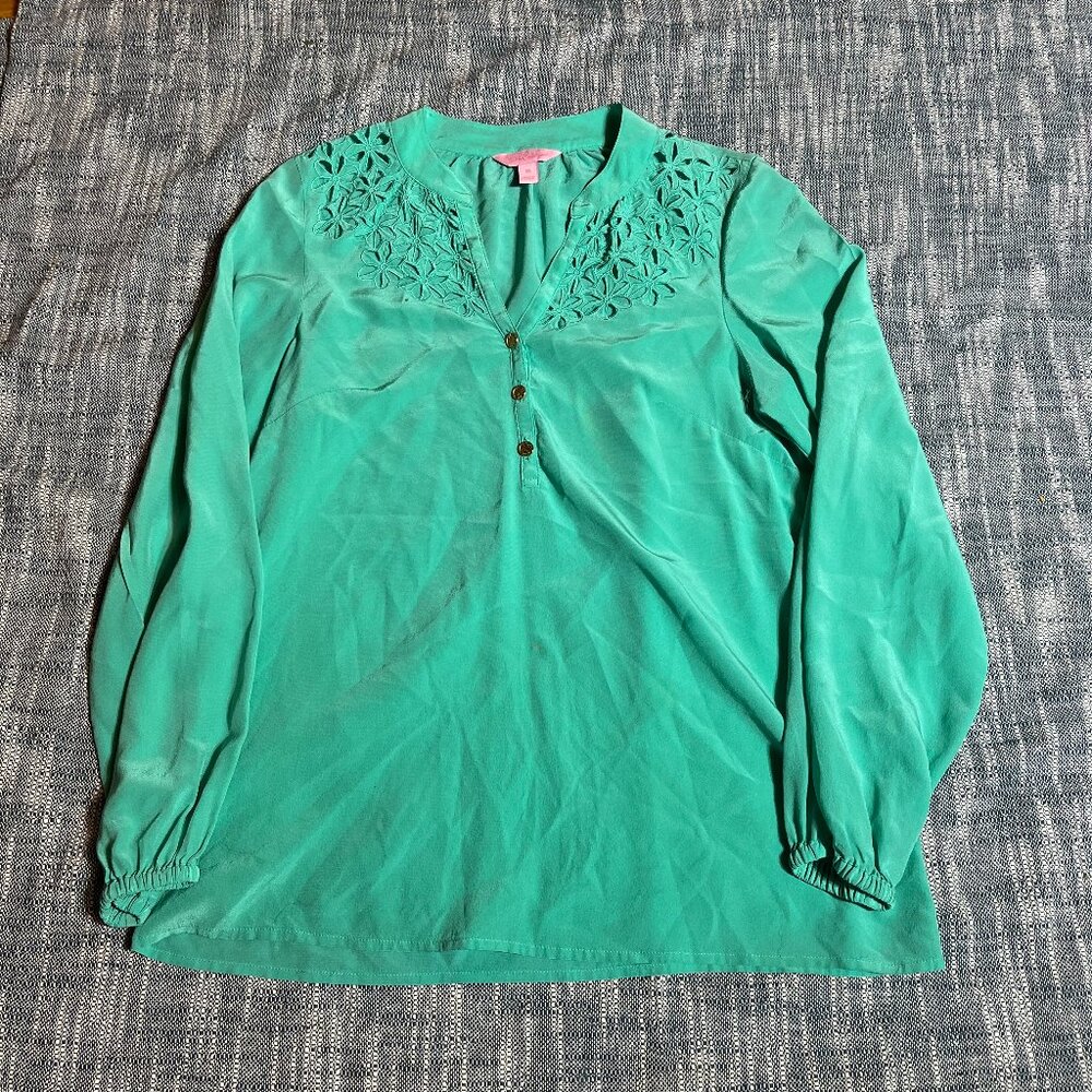 Lilly Pulitzer Elsa 100% Silk Top Size XS